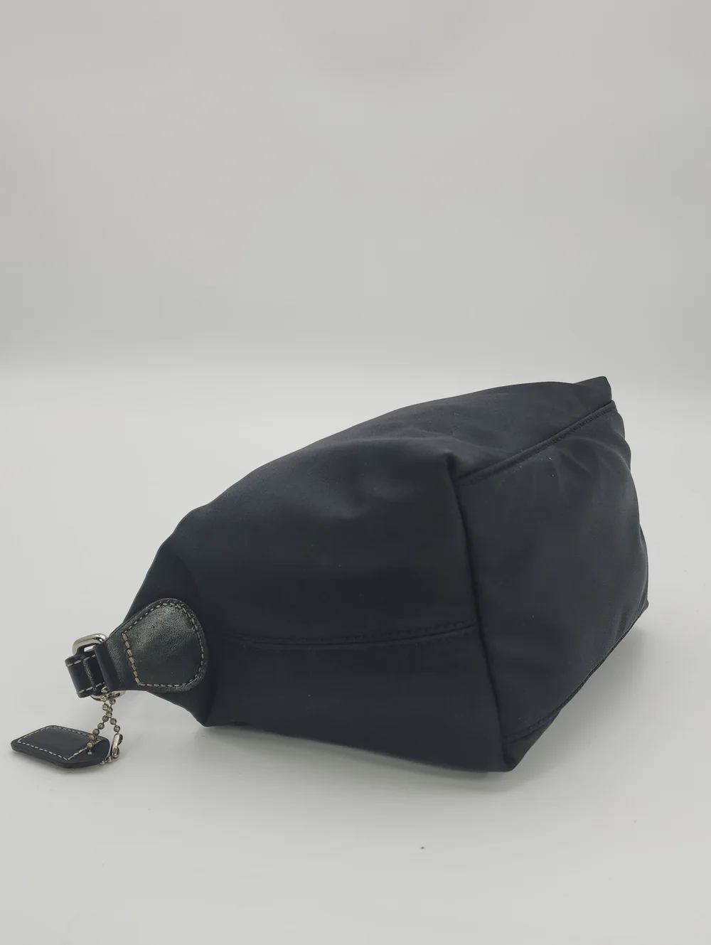 Vintage COACH Black Nylon Demi Mini Hobo Bag with Leather Trim